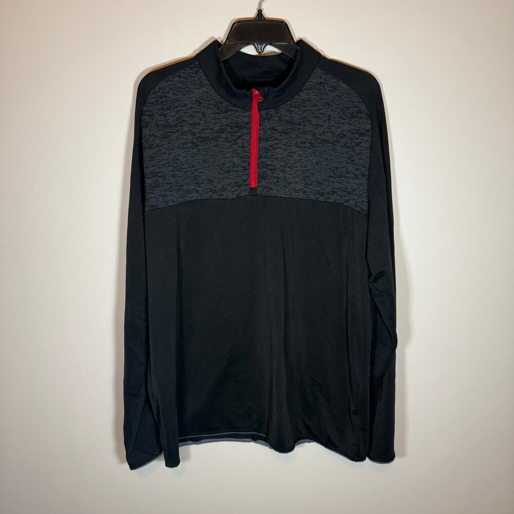 Men’s XL Black and Gray Adidas Sporty Athletic Exercise Quarter Zip Pullover